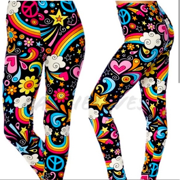 Super Plus Black Colorful Paradise Leggings